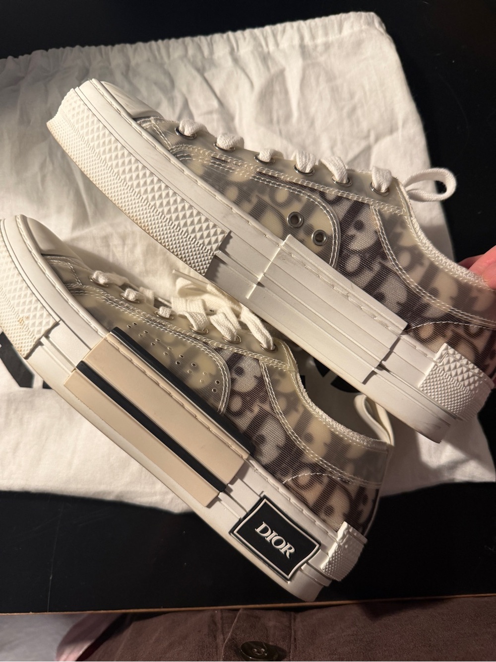 Dior White/Beige Low-Top Canvas Sneaker size 37